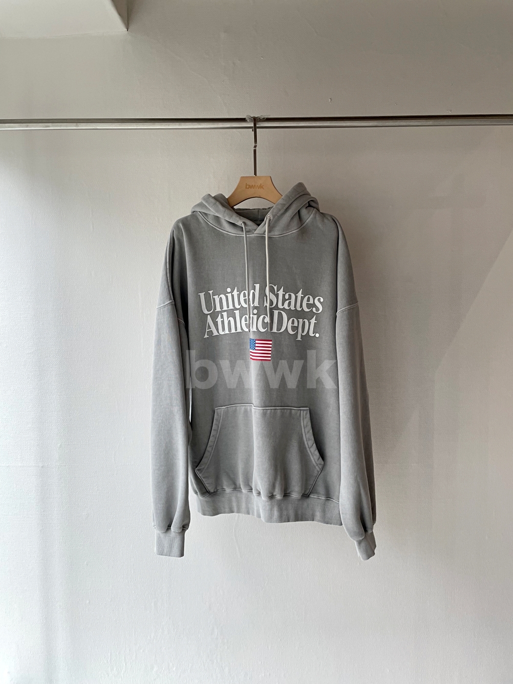 美式復古字母加厚連帽衛衣-淺灰