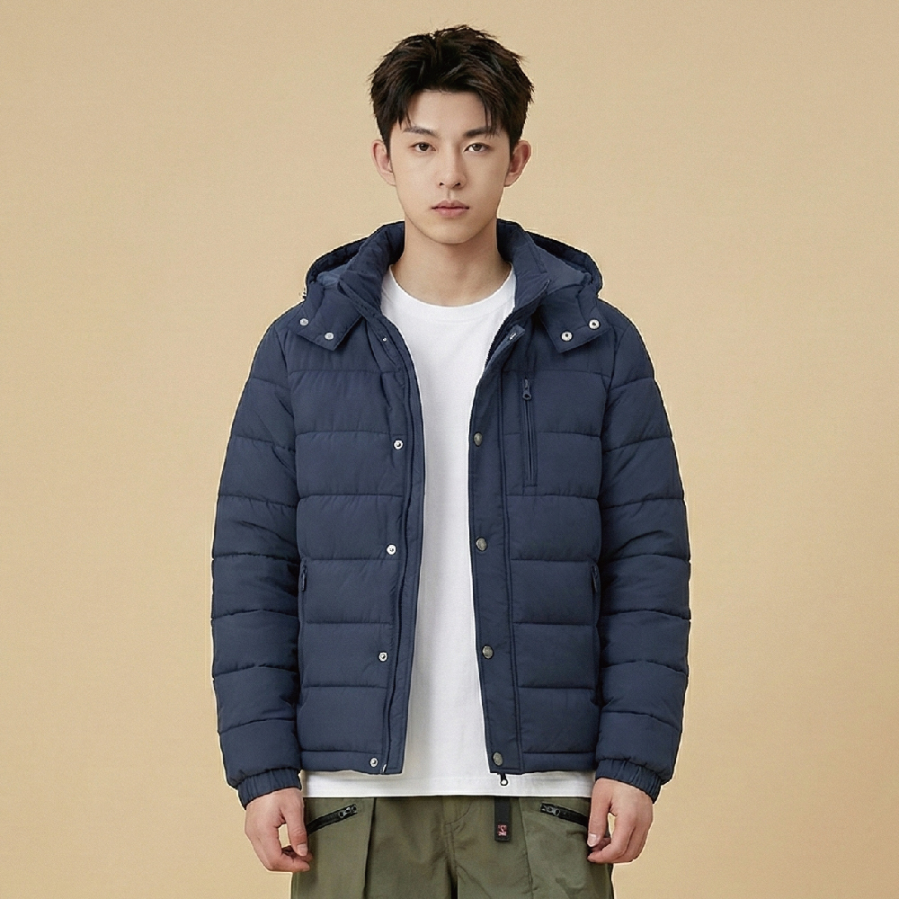 蓄熱雲絲絨外套-深藍