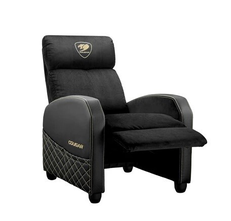 COUGAR 美洲獅 RANGER ELITE GOLD 高質感天鵝絨電競沙發椅 ~左右側收納袋 三段式傾斜調整 (2月迎新馬年優惠  沙發任型號送  電競組合包)