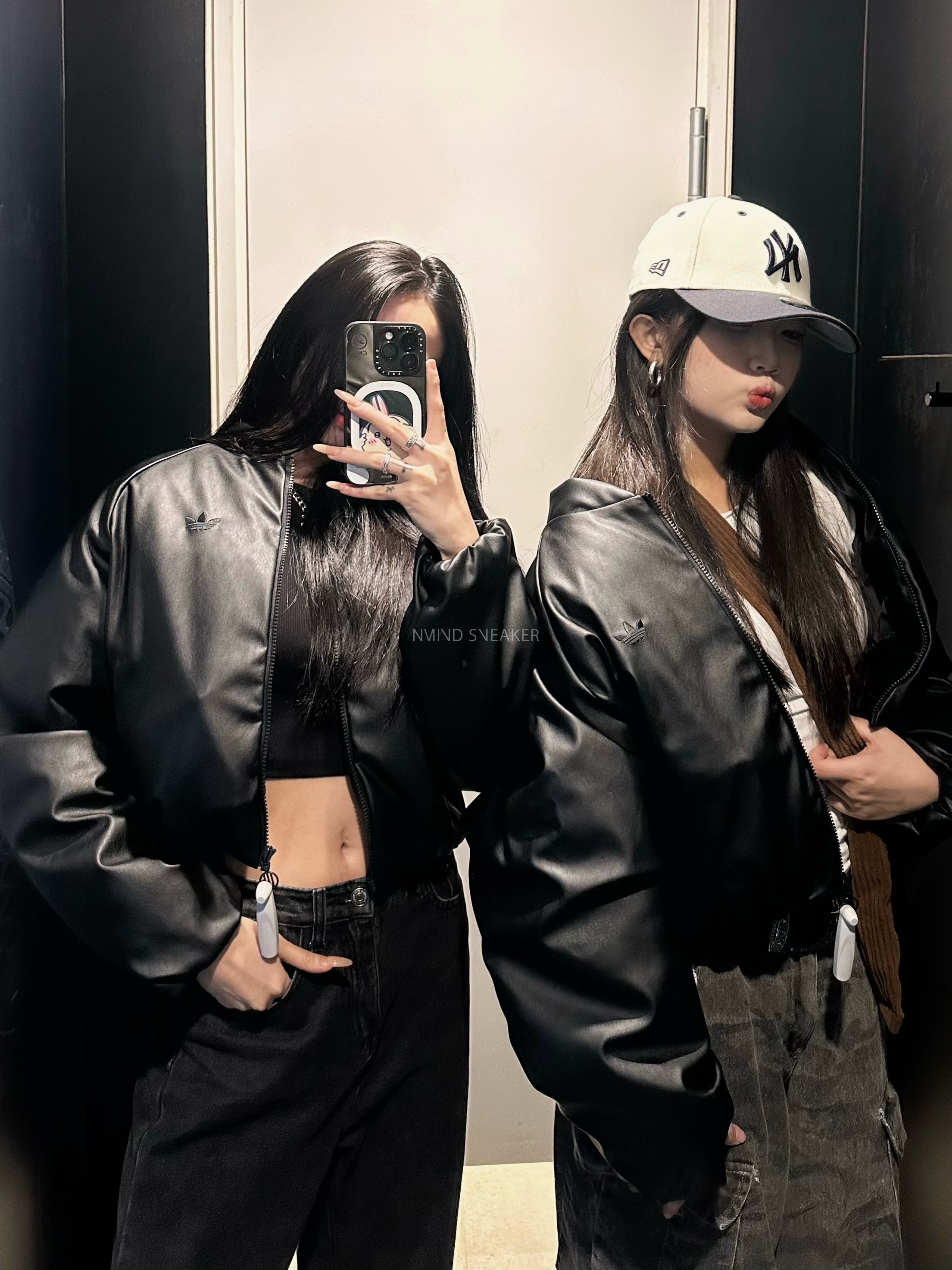 ADIDAS ORIGINALS pleather bomber 短版羽絨外套