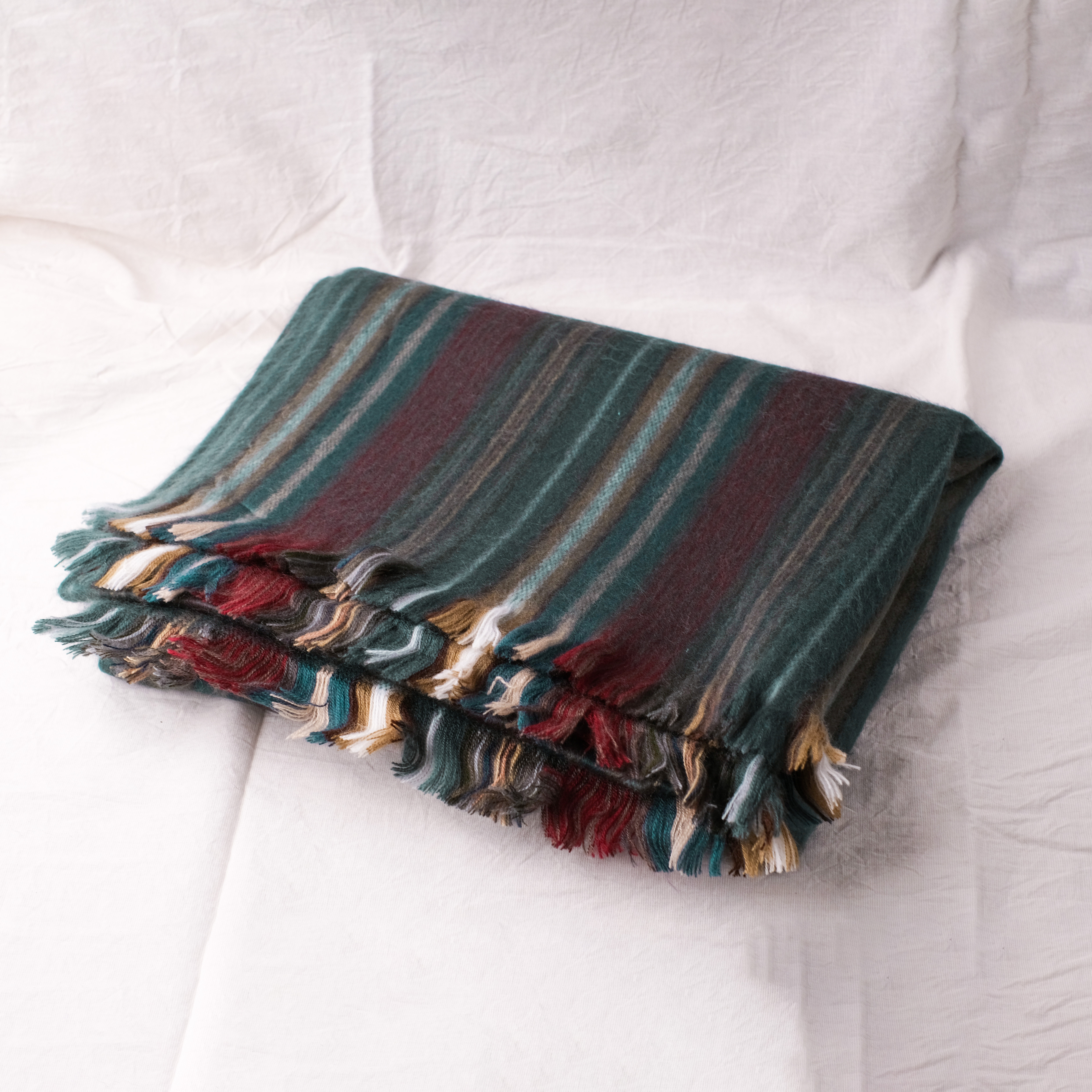 安地斯羊駝圍巾｜灰藍條紋｜厄瓜多