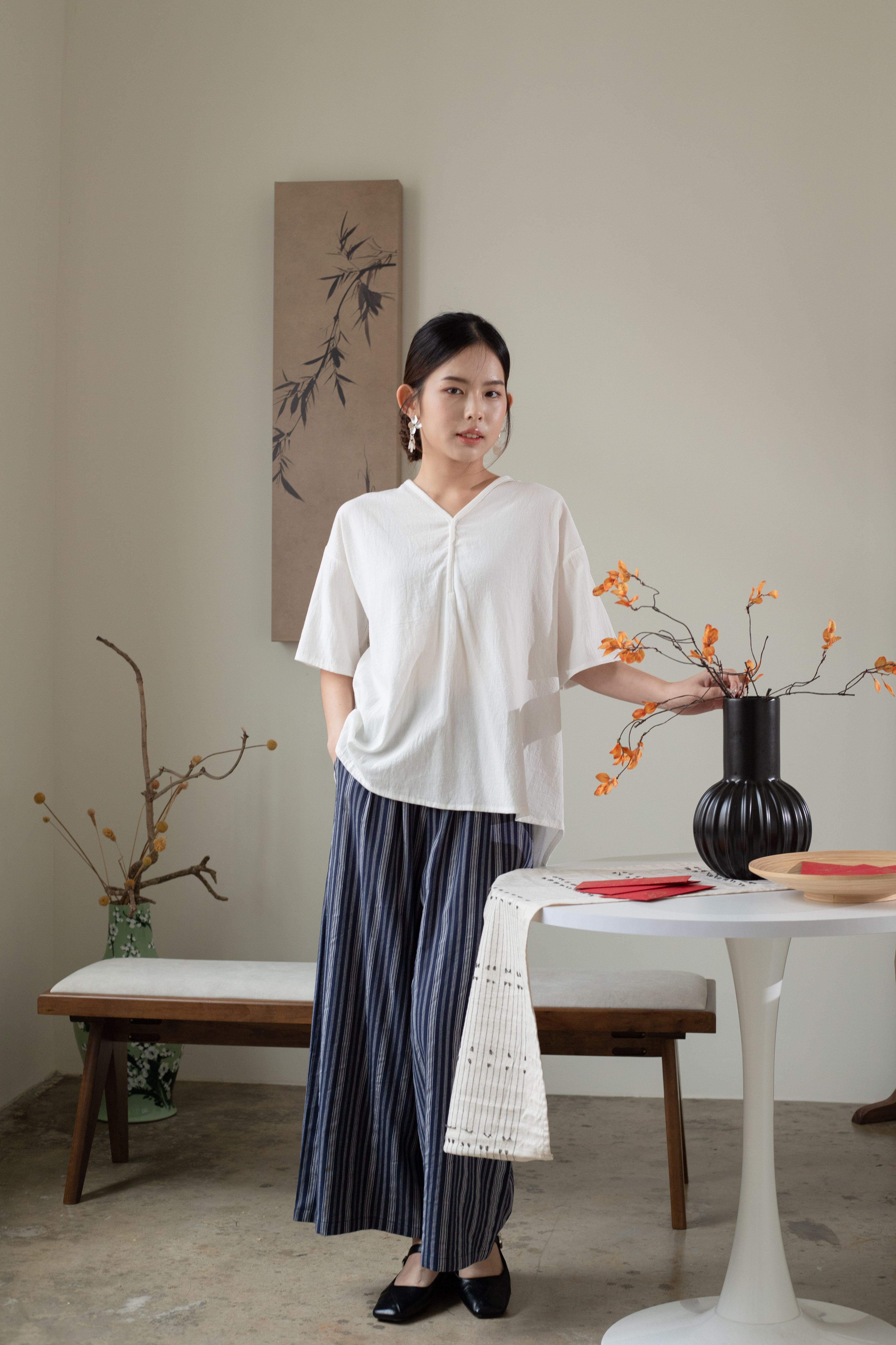 Lilan Dropshoulder Blouse White -2604BSWHI