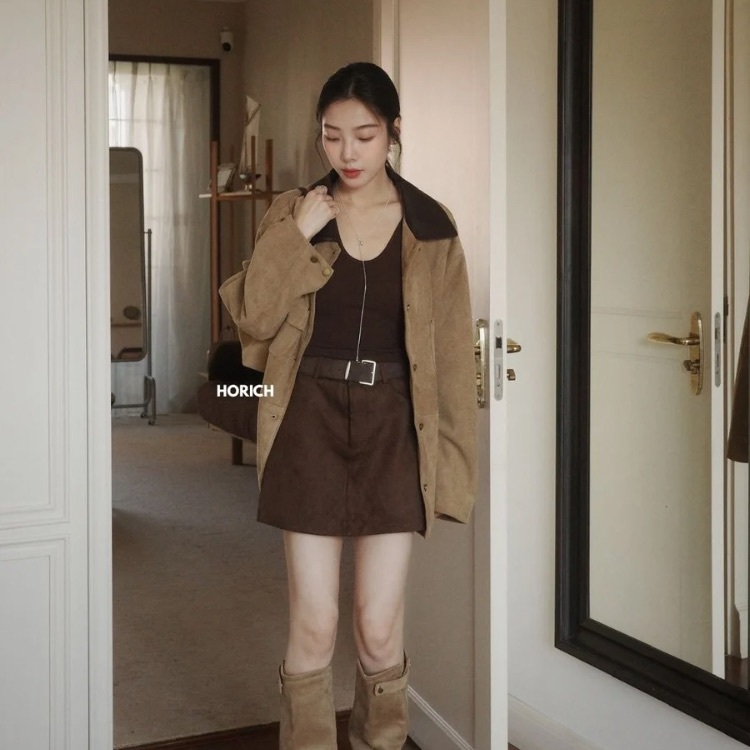 𝗗𝗲𝗰.𝟮𝟯 / 82138-麂皮絨褲裙附皮帶S-XL /咖色