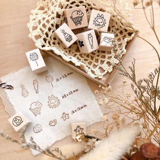 Pei+Pei．小兔豆印章 楓木印章套組