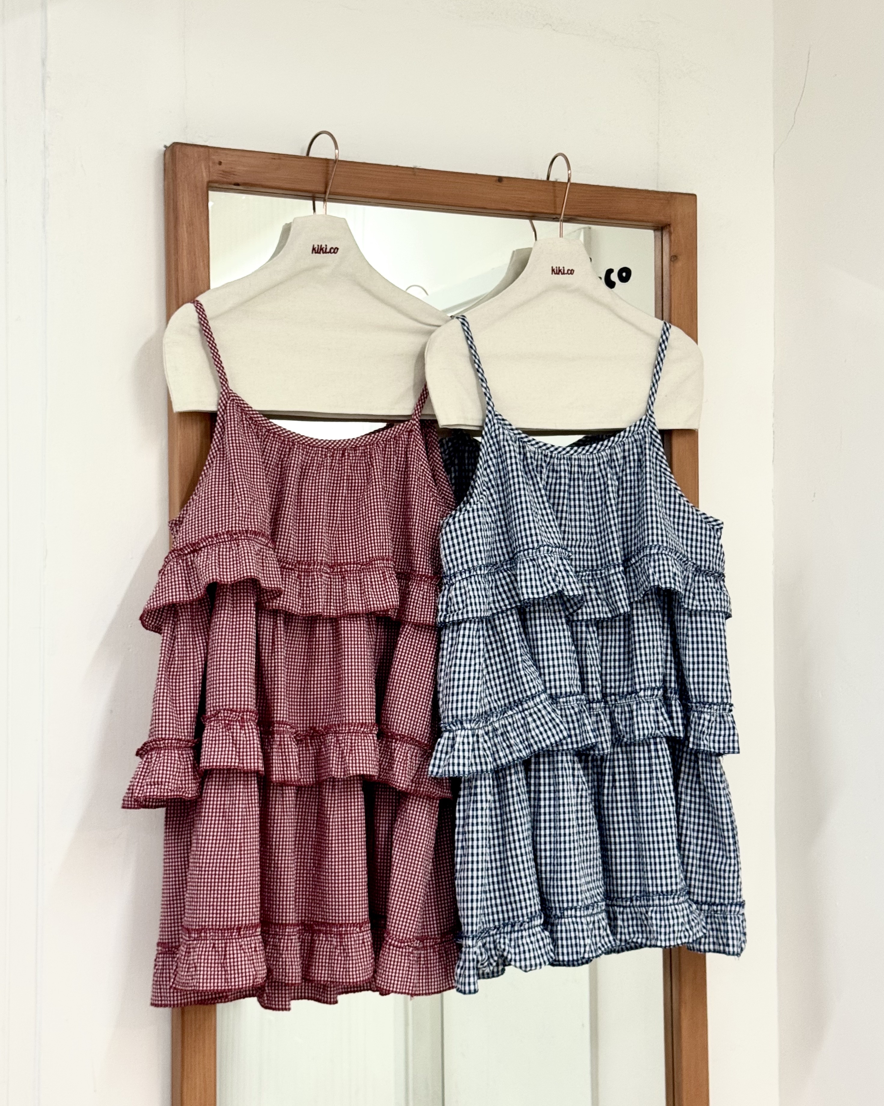 三層蛋糕格仔吊帶背心外搭