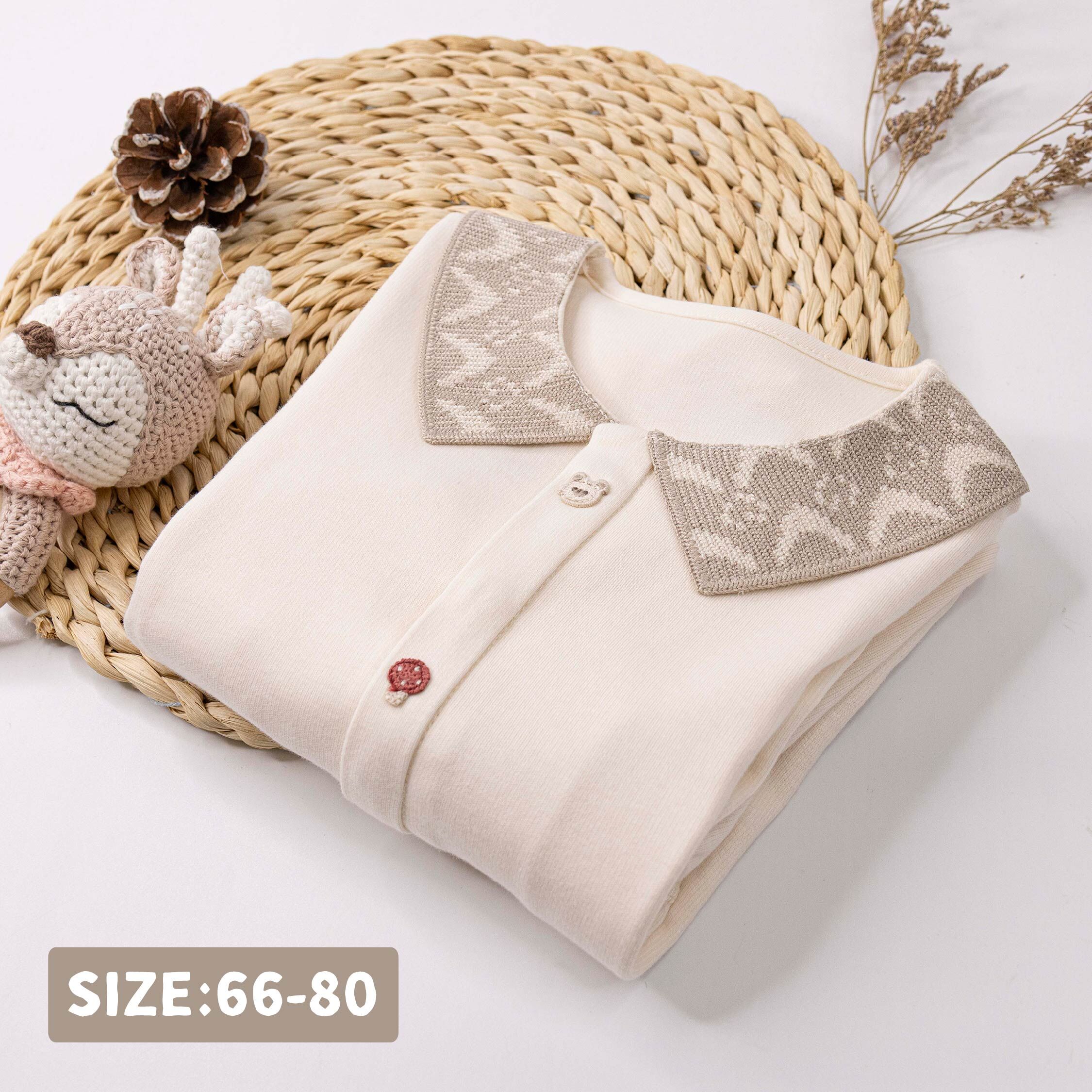 純淨系列【T3117】熊熊與蘑菇圖騰編織領連身衣