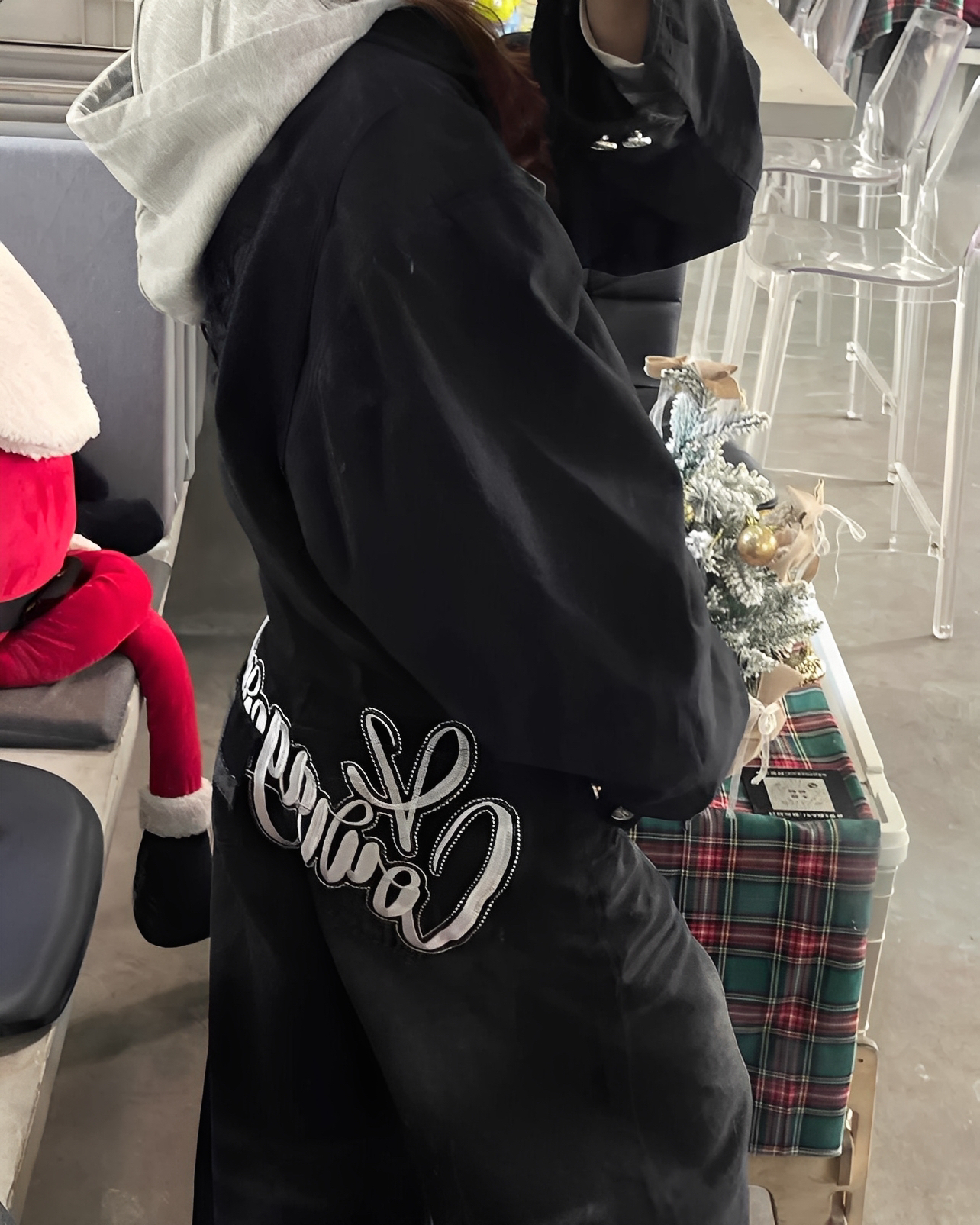 美式 草寫 刺繡 貼布 十字架 水洗 牛仔 長褲