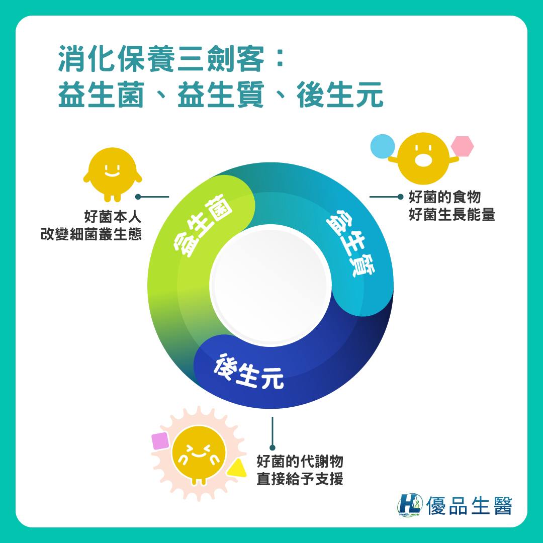 消化保健三劍客:益生菌、益生質、後生元
