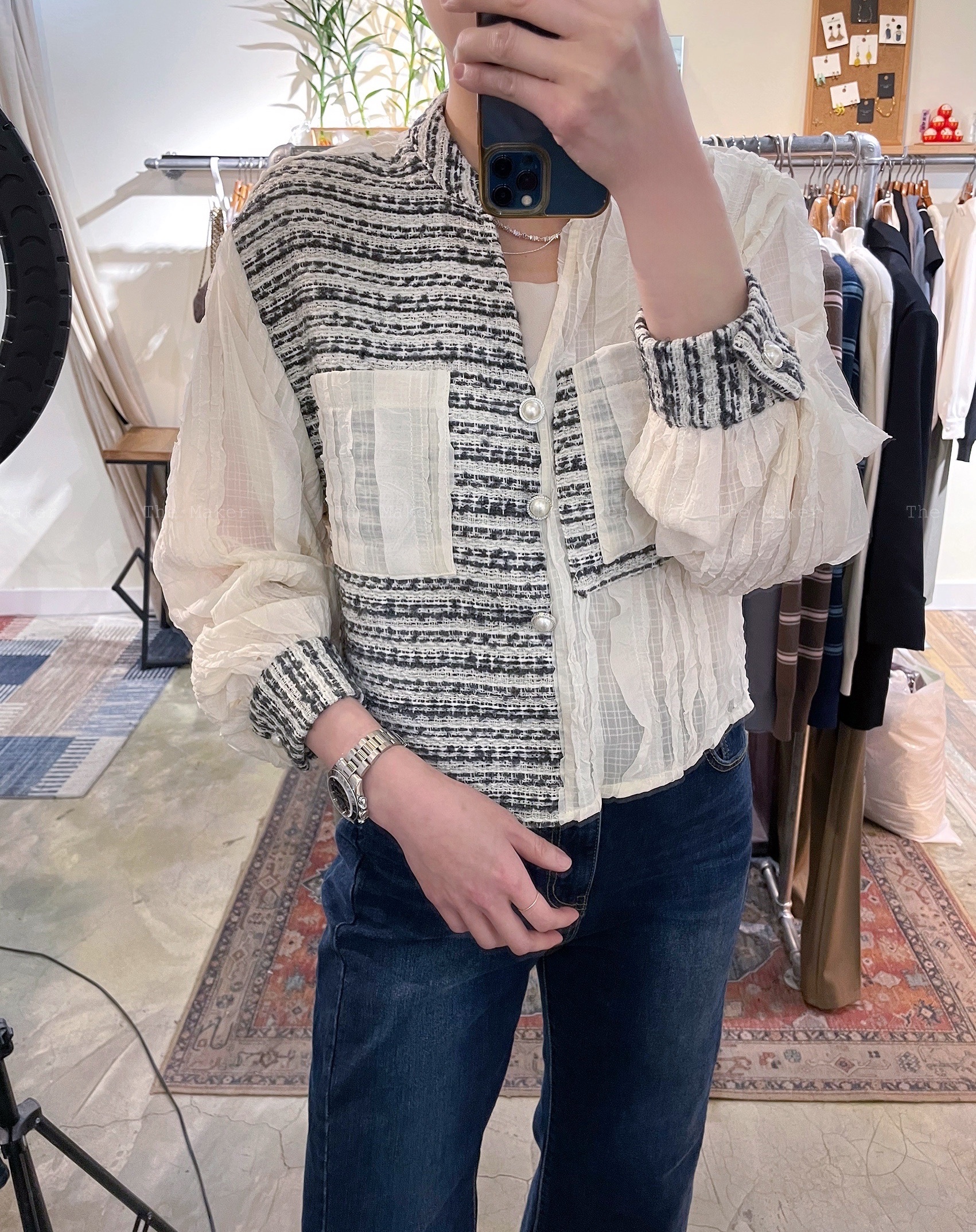 🪩 小香風Tweed拼Ruffle Top 🪩