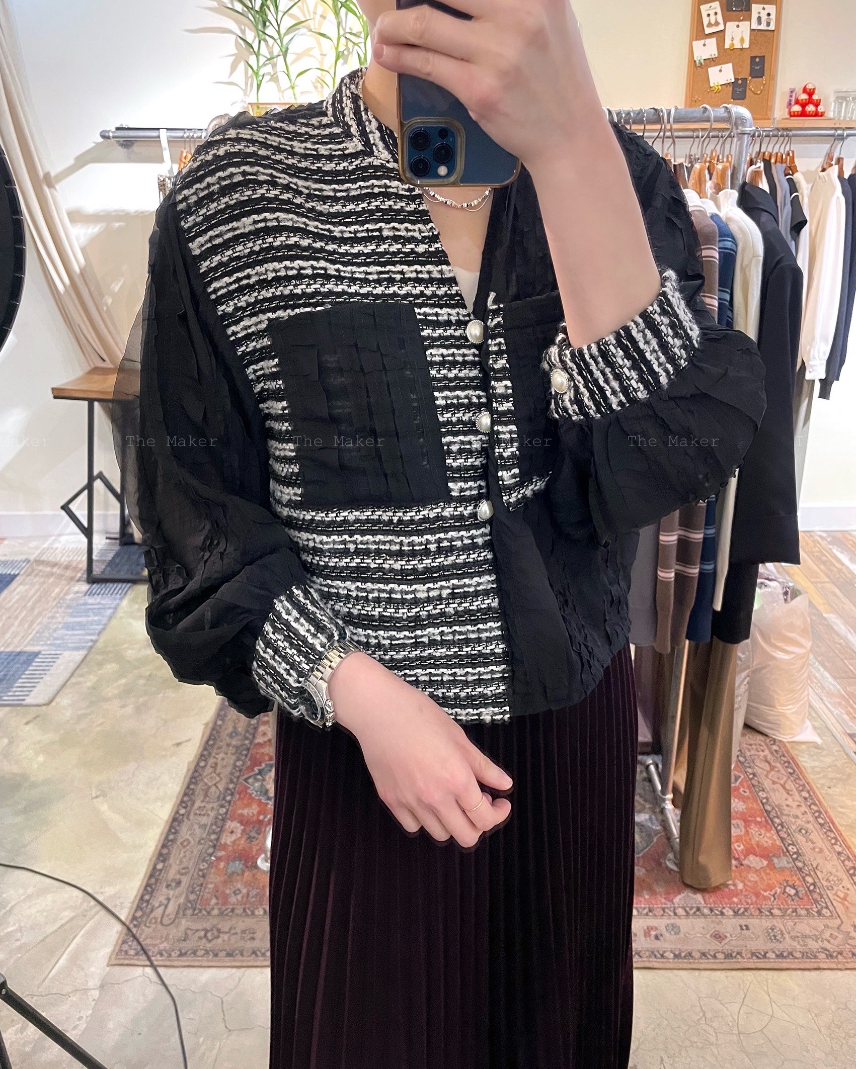 🪩 小香風Tweed拼Ruffle Top 🪩