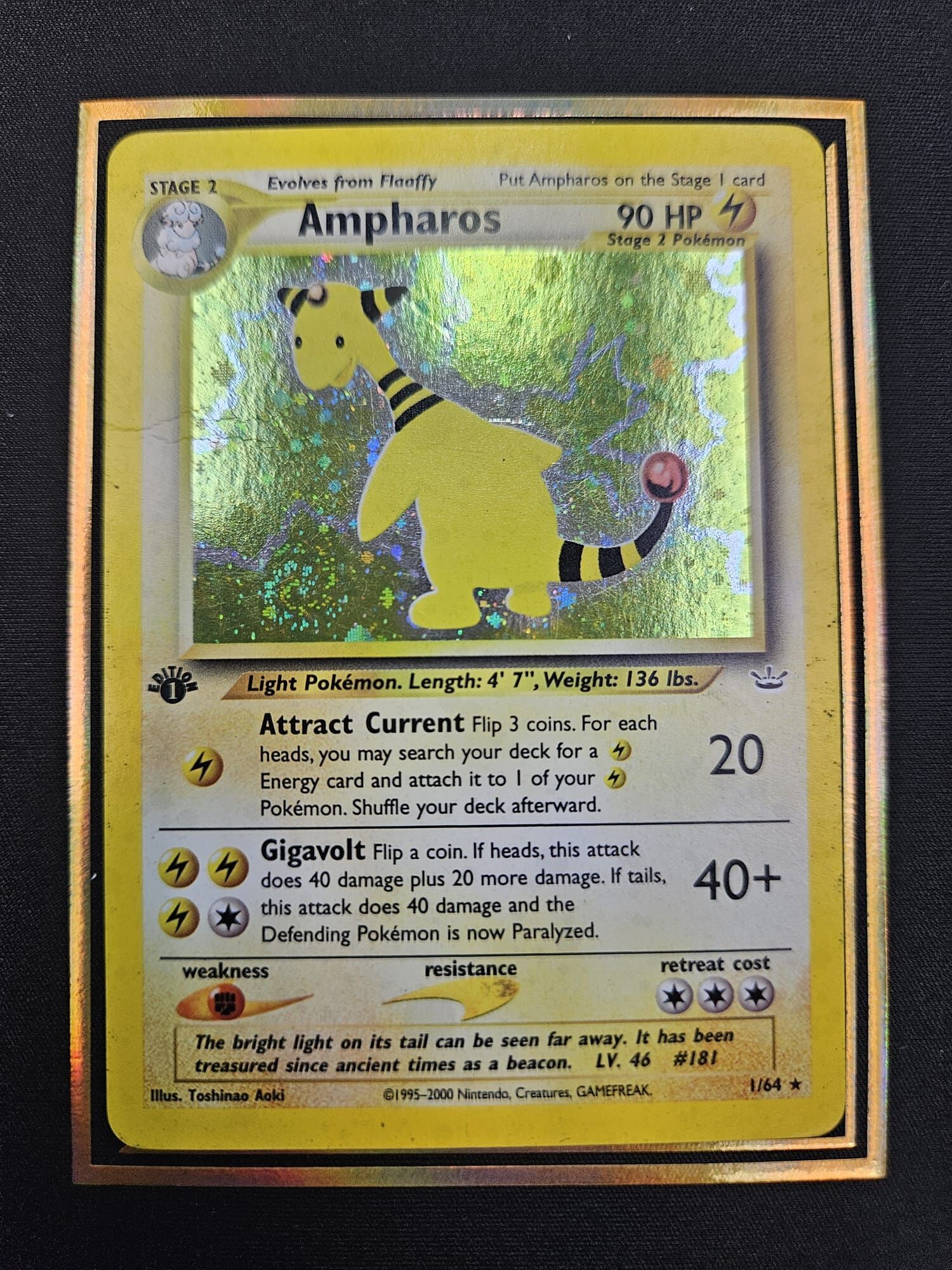 【 1/64 】Ampharos Pokemon Neo Revelation 1st Edition Holo Rare