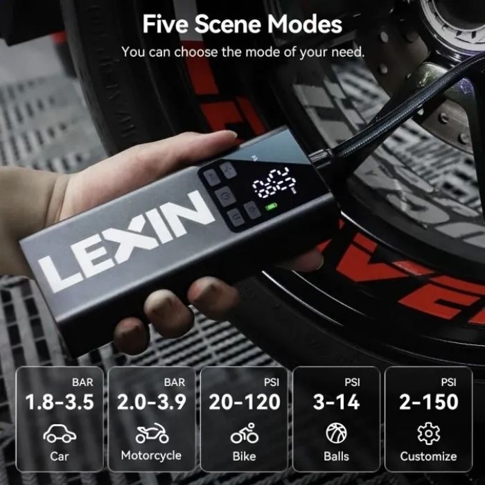 LEXIN P5 智能充氣電泵 5000mAh- 行貨兩年保養