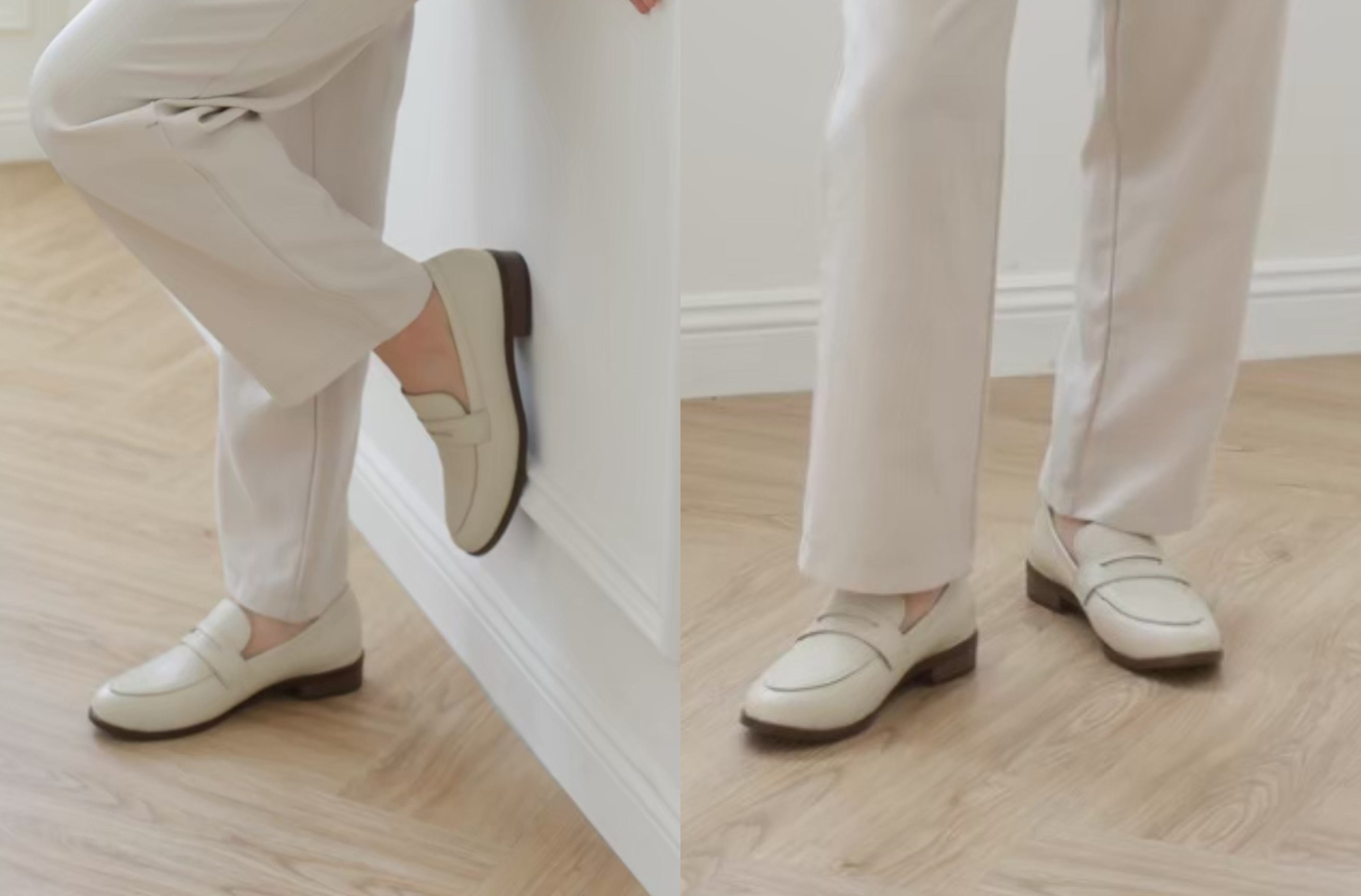 特寫 Sanly Joy 樂福鞋後跟防磨設計，採用親膚柔軟材質，解決穿新鞋容易磨腳後跟的困擾，適合尋找好穿樂福鞋推薦的女性，提供全天候舒適行走體驗。