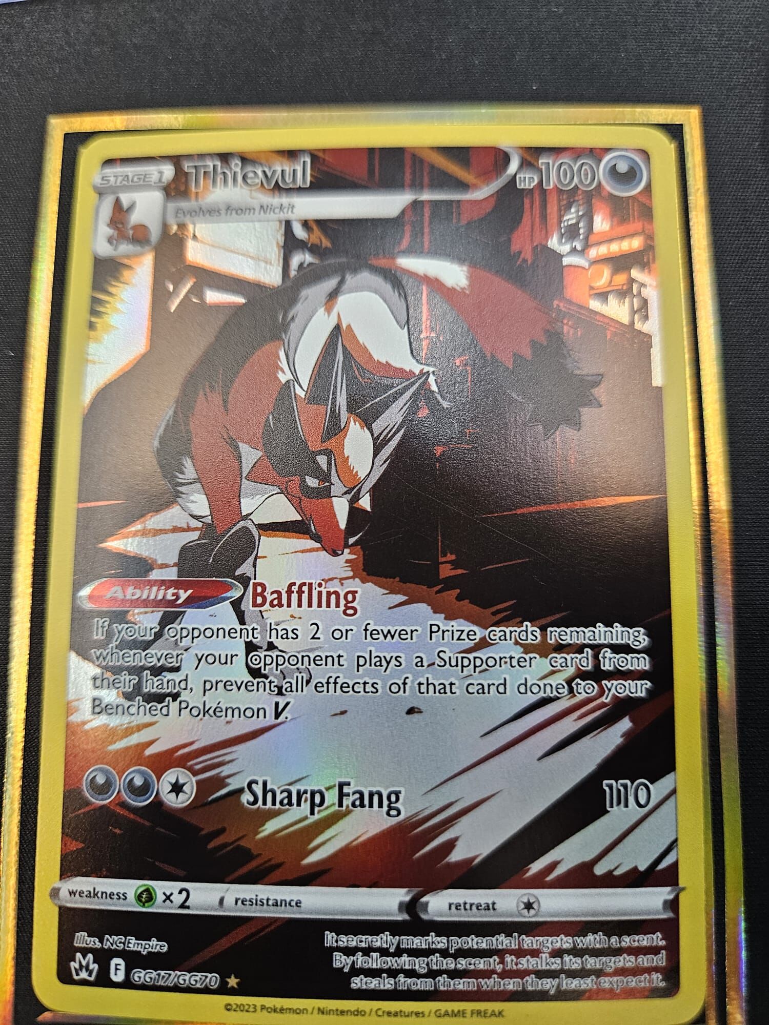 【 GG17/GG80 】Thievul Pokemon Crown Zenith Galarian Gallery Holo NM