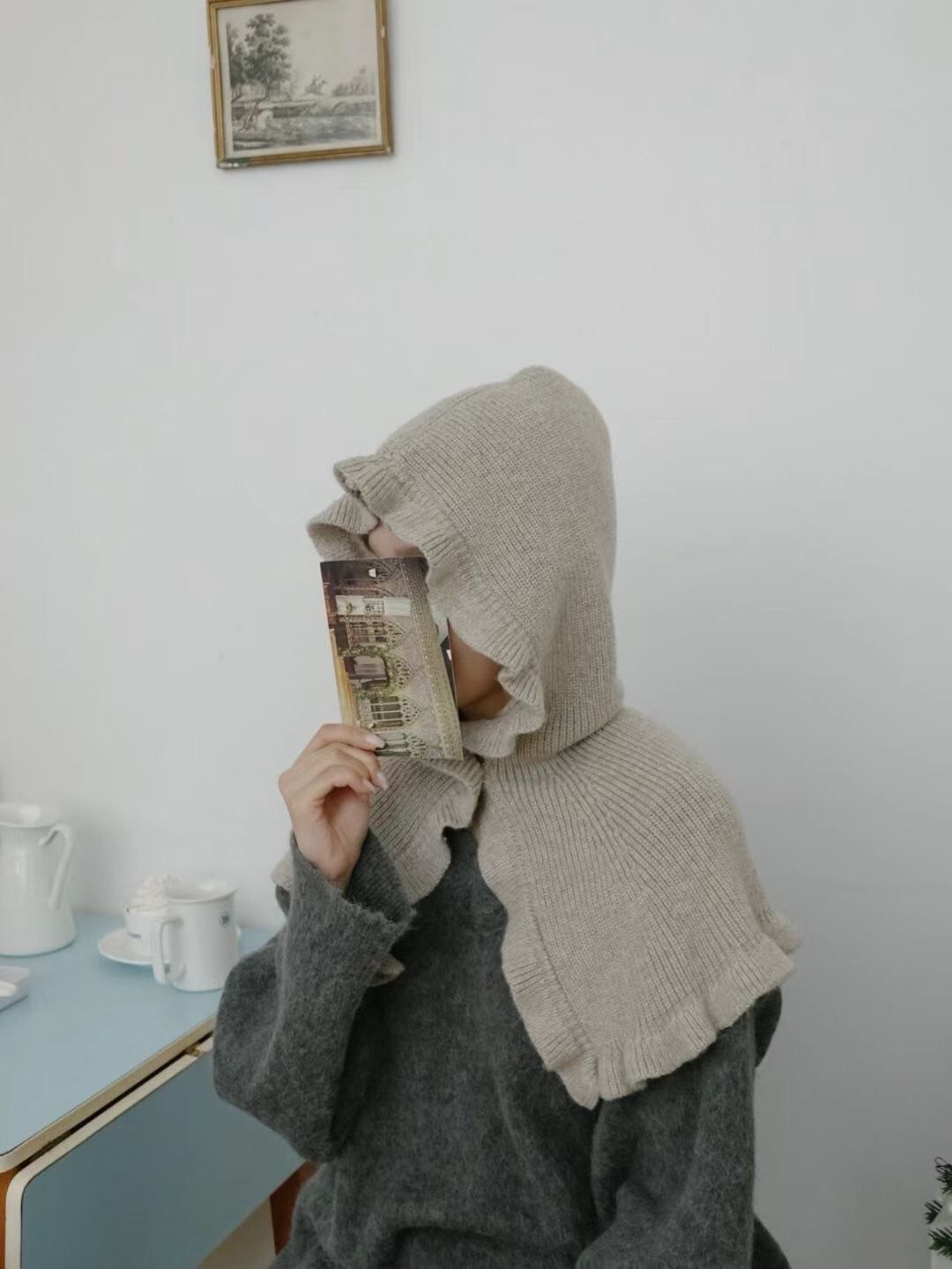 荷葉滾邊溫暖針織披肩圍脖 / 4色