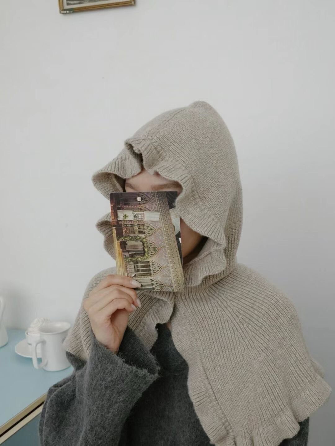 荷葉滾邊溫暖針織披肩圍脖 / 4色