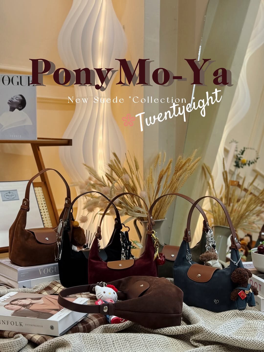 【現貨】泰國 PonyTwentyeight 設計師品牌 Mo-Ya Suede 麂皮包 手提 肩背 水餃包 多色可選