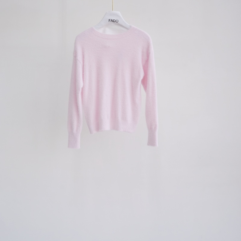 法朵Fado shop面羅紋邊落肩水貂毛衫 091A020 三色