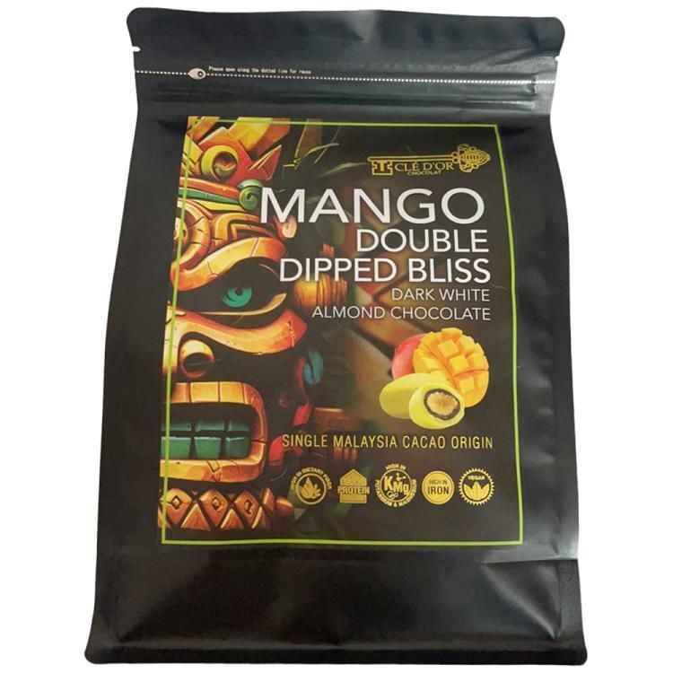 SM078 Malaysia CLÉ D'OR CHOCOLAT Almond MANGO Double Dipped BlissDark White Chocolate 杏仁芒果黑巧夾層白朱古力250g/克 Expiry day: 12/2027