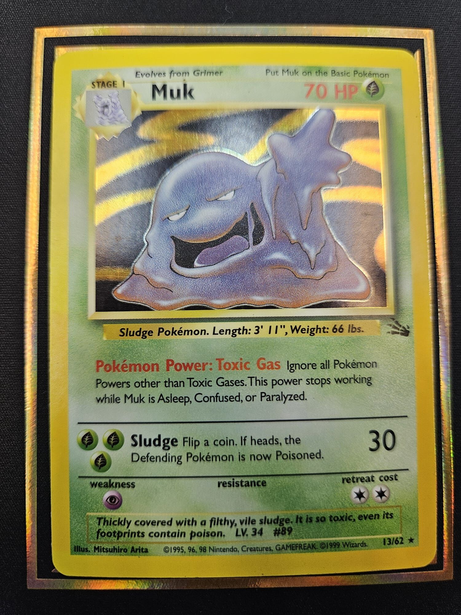 【 13/62 】Muk Pokemon Fossil Unlimited Holo Rare WOTC NM