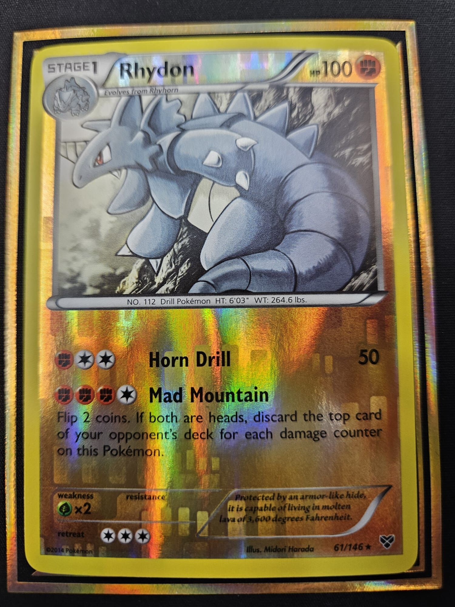 【 61/146 】Rhydon XY Base Set Regular Rare Card LP-NM