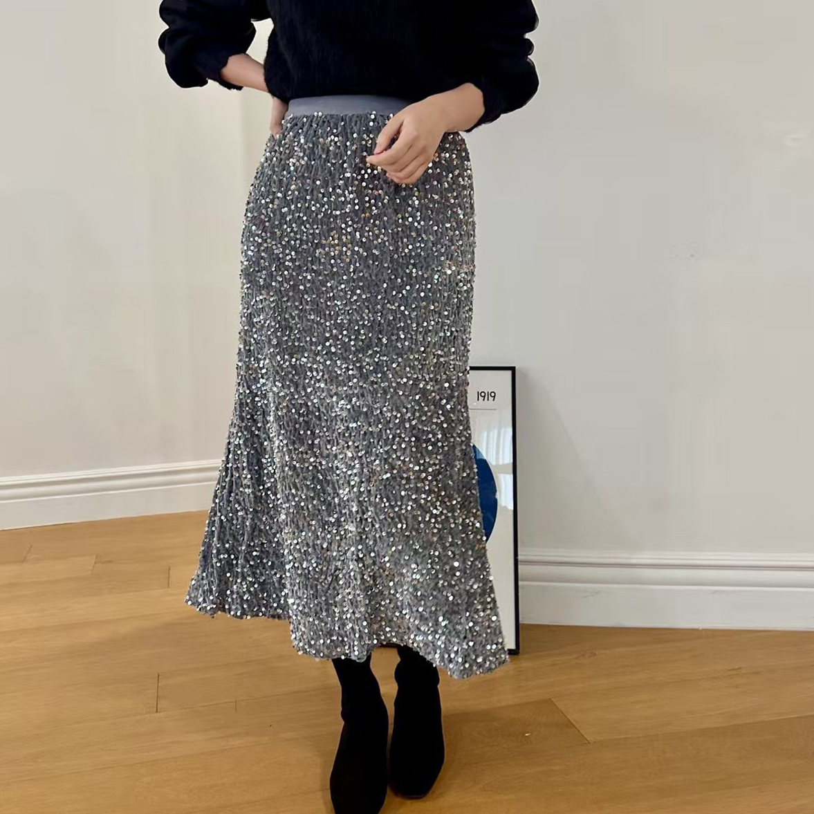 華麗感閃閃亮片魚尾裙長裙-F / 2色