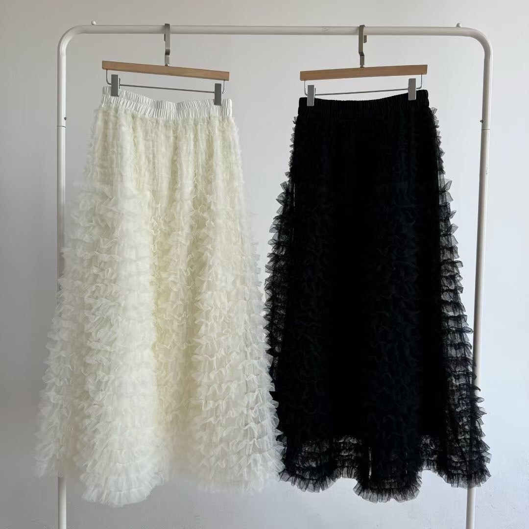 浪漫女子層次感傘擺長裙紗裙-F / 2色