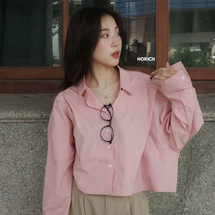 𝗝𝘂𝗻.𝟭𝟲 / 2838-短版挺襯衫(4色)-粉色