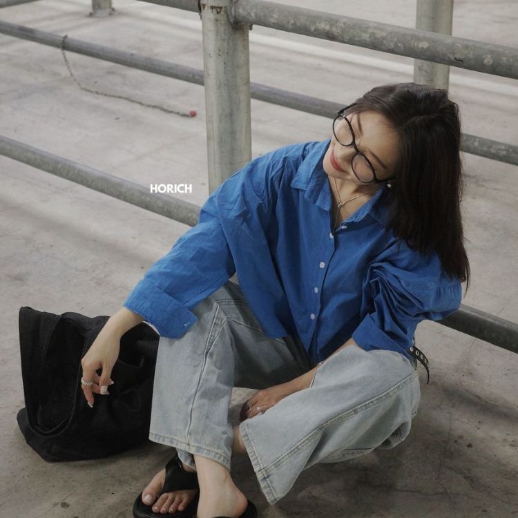 𝗝𝘂𝗻.𝟭𝟲 / 2838-短版挺襯衫(4色)-藍色