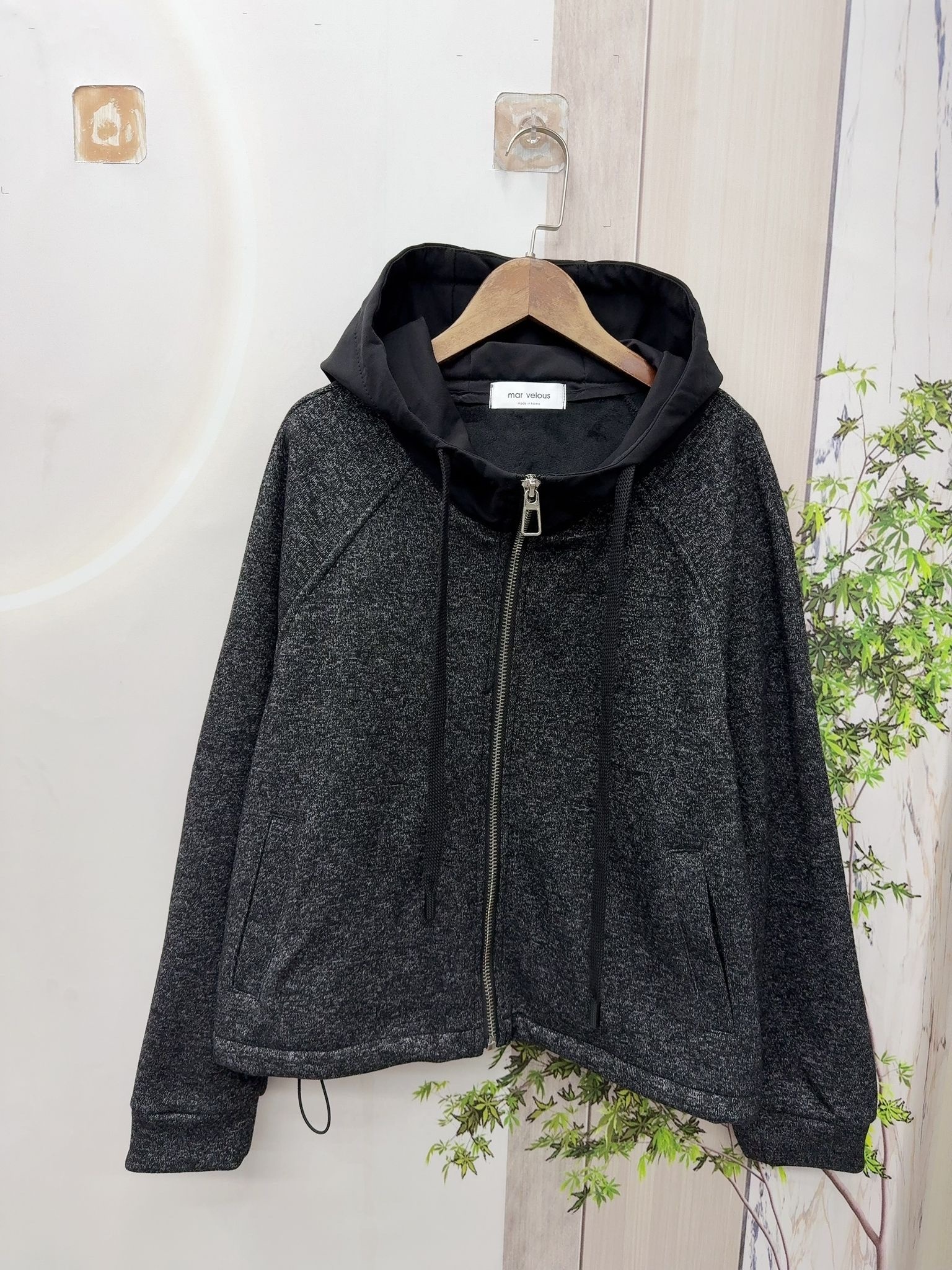 Mar 灰拼黑型格撞色.外套 132R