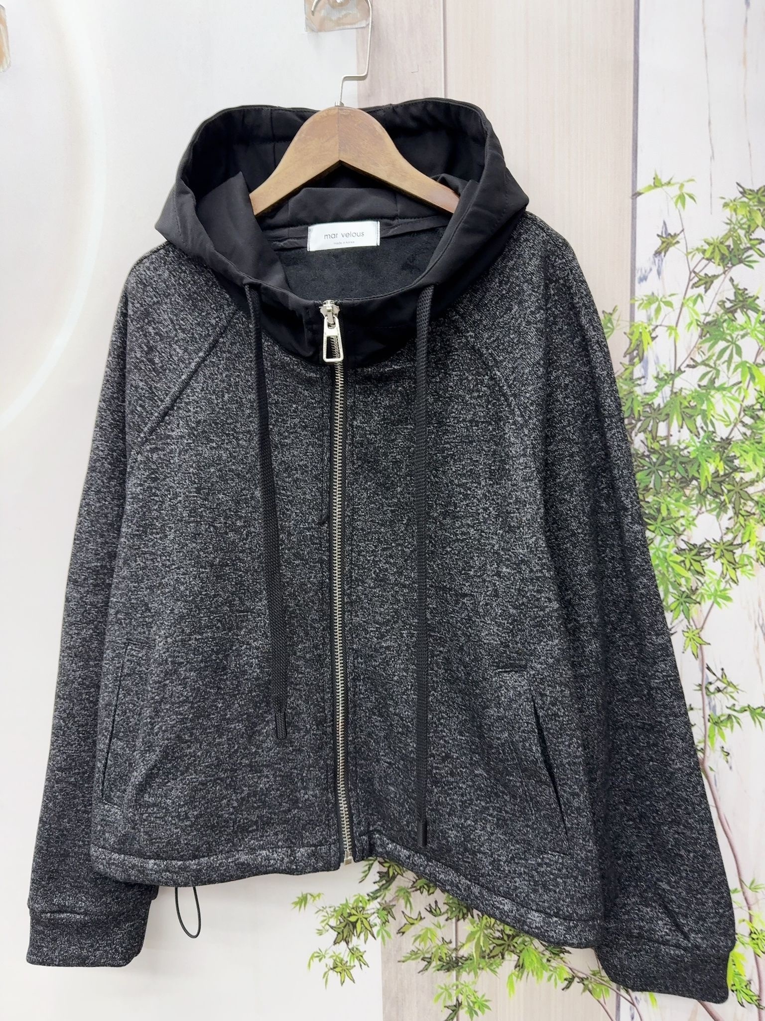 Mar 灰拼黑型格撞色.外套 132R