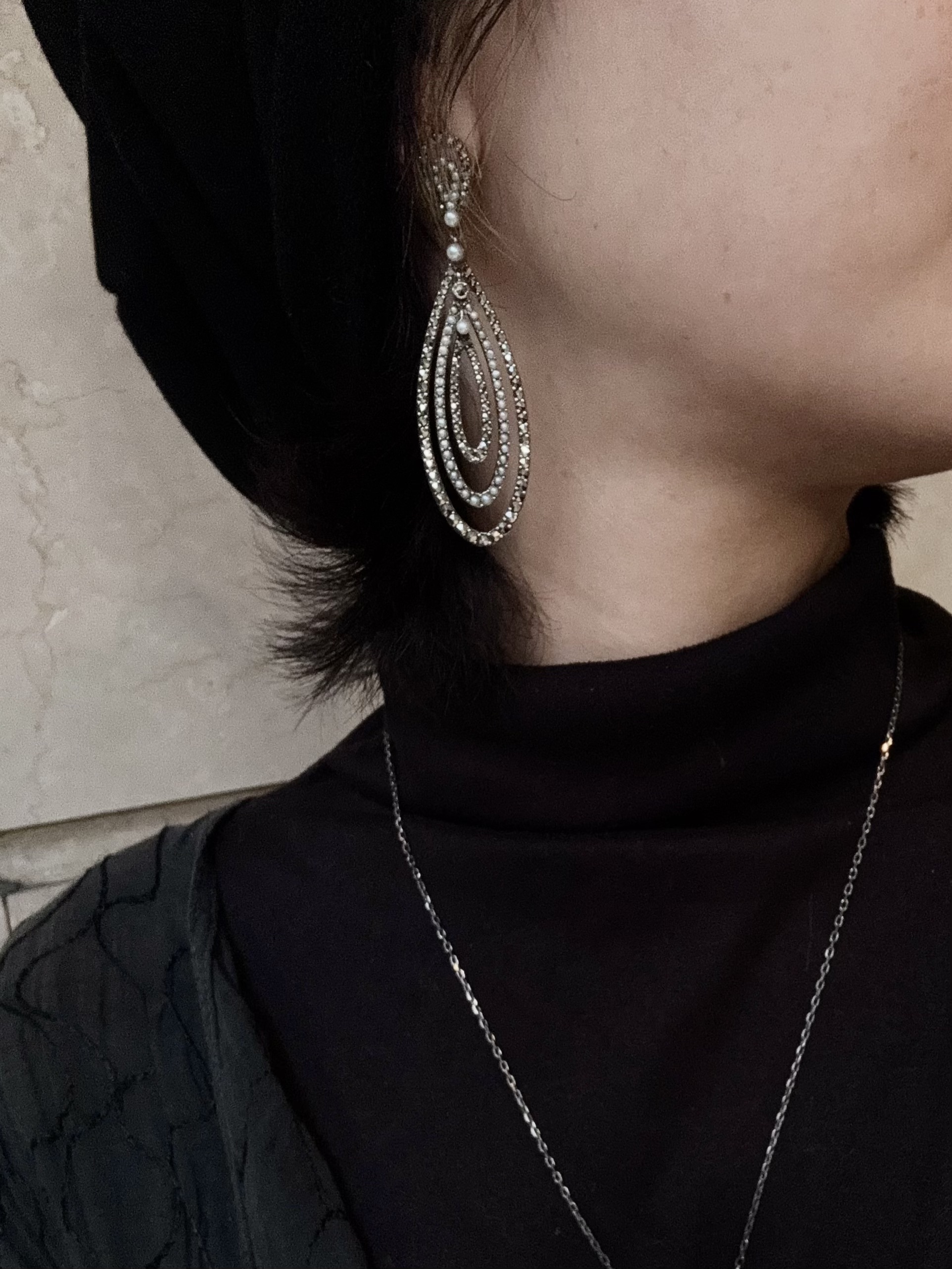 馬克賽石簡約圈圈耳環（op1025）