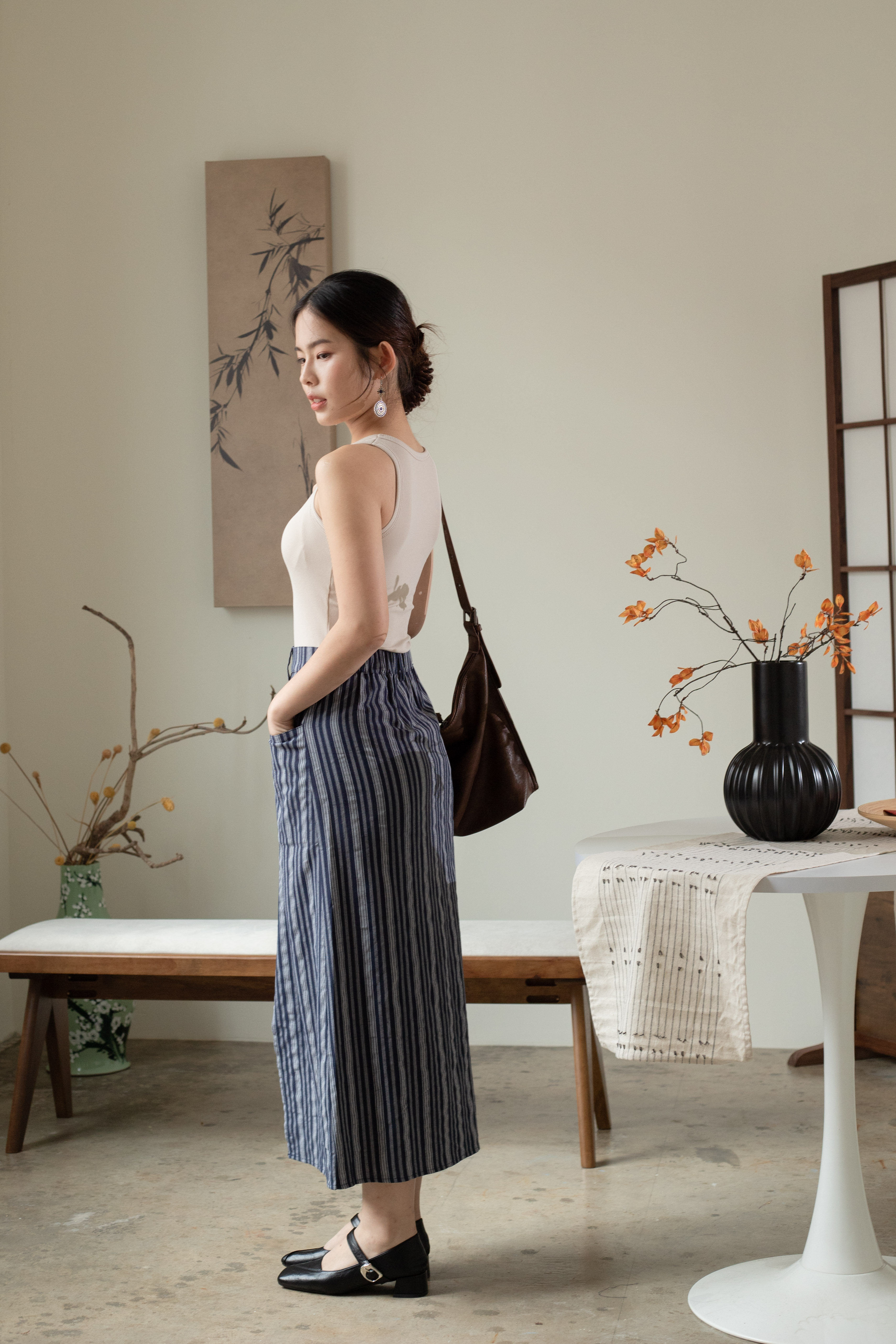 Joele Racer Padded Tank Top Beige-2314BSBEI