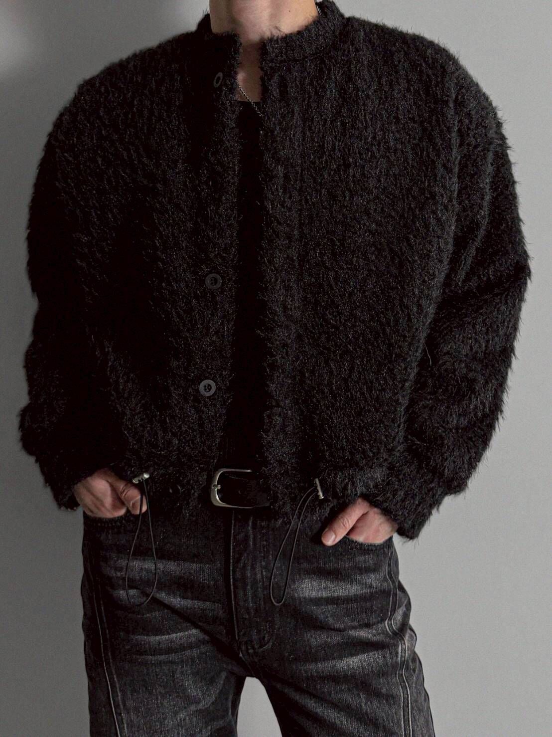 冬季抽繩短款開衫