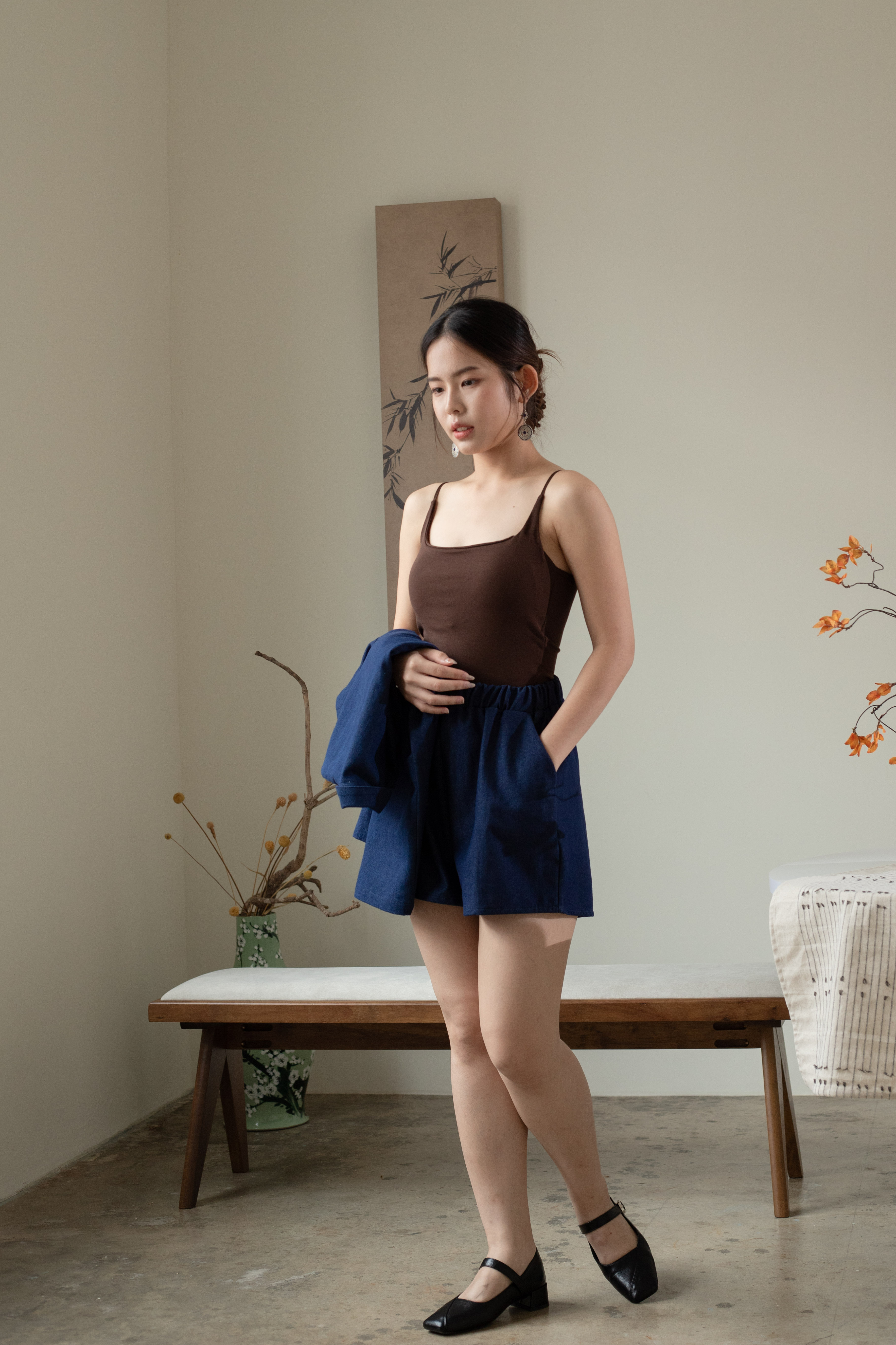 Shera U neck Tank Top Brown  - 2497BVBRO