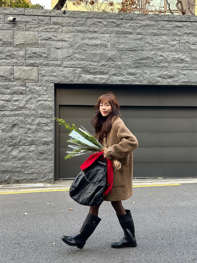 ᴷᴼᴿᴱᴬ 🇰🇷復古可可棕羊駝毛軟呼呼羊毛外套