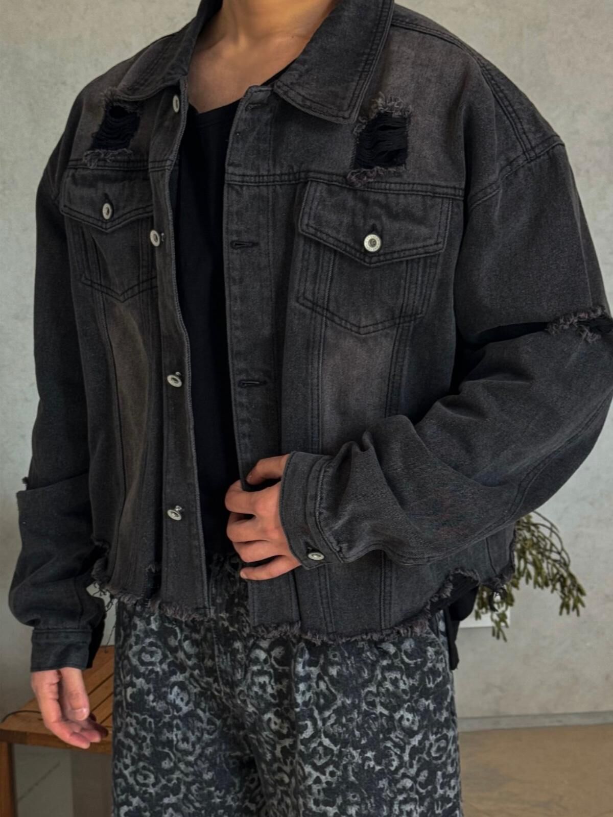 洗水開胸牛仔褸 JK2763