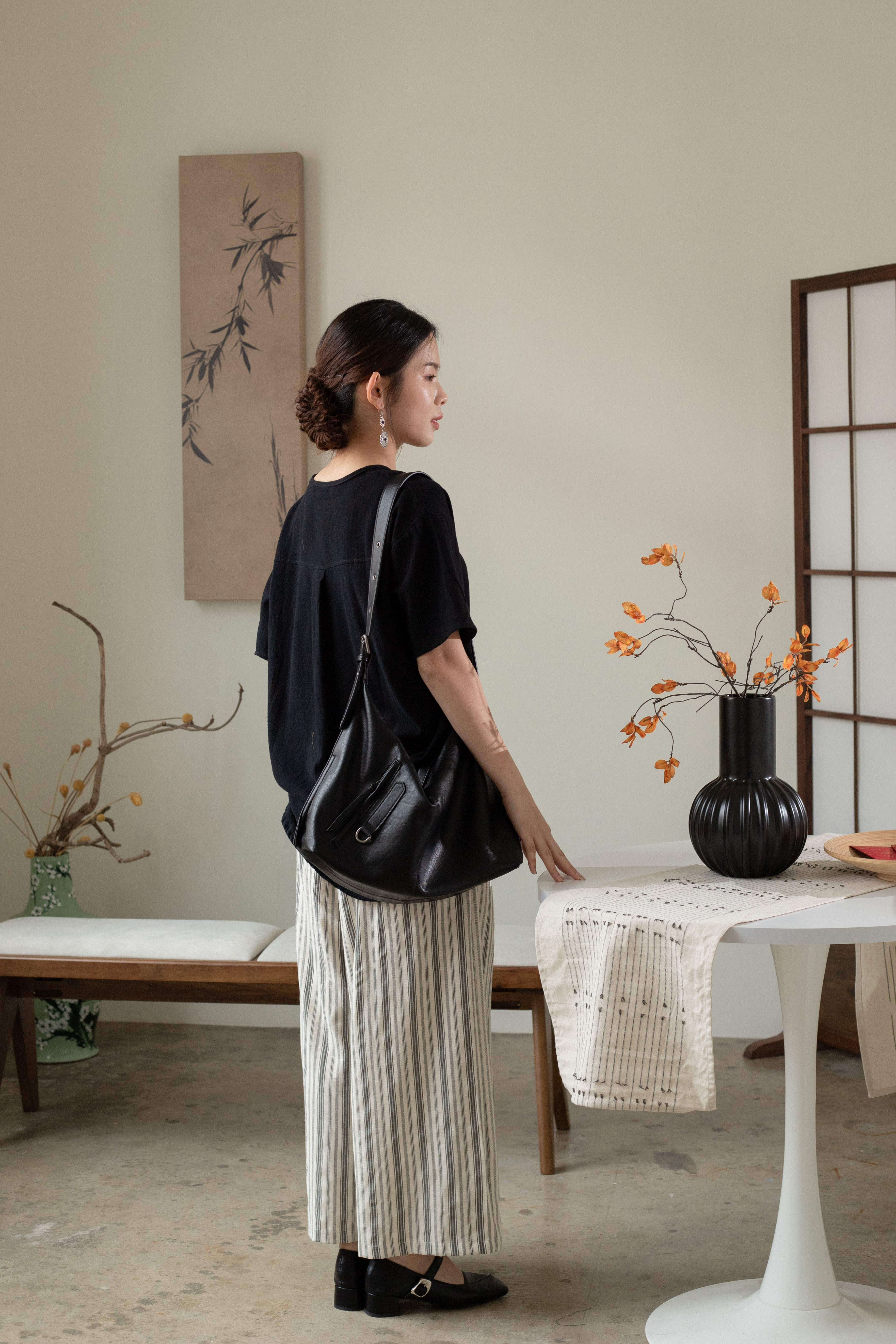 Eval Zipper Tote Bag Black -D105BLK