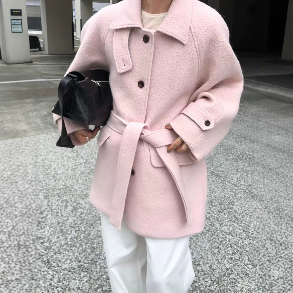 ᴷᴼᴿᴱᴬ 🇰🇷英倫風霧灰中短版經典風格翻領羊毛外套（兩色）