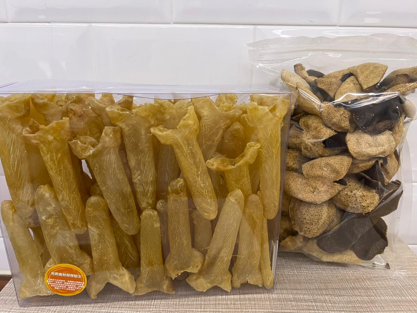 【直播】LL122363 58-78頭花膠筒 600克 (送遠年新會老陳皮4兩)