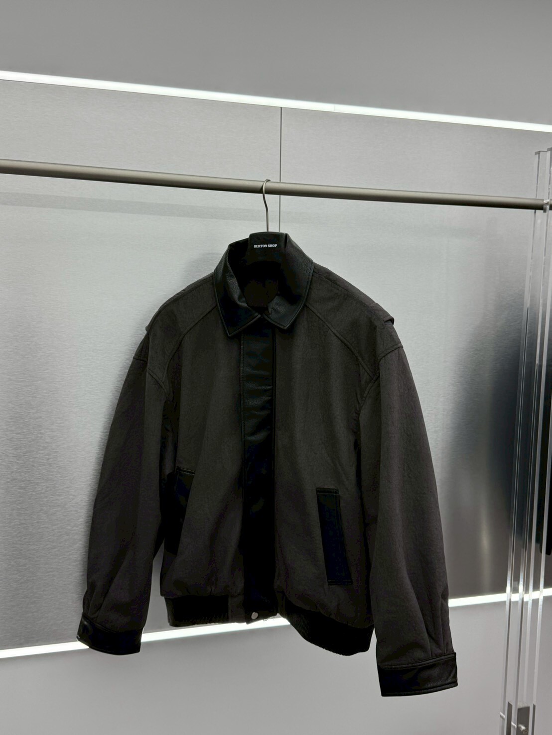 皮領拼接飛行外套