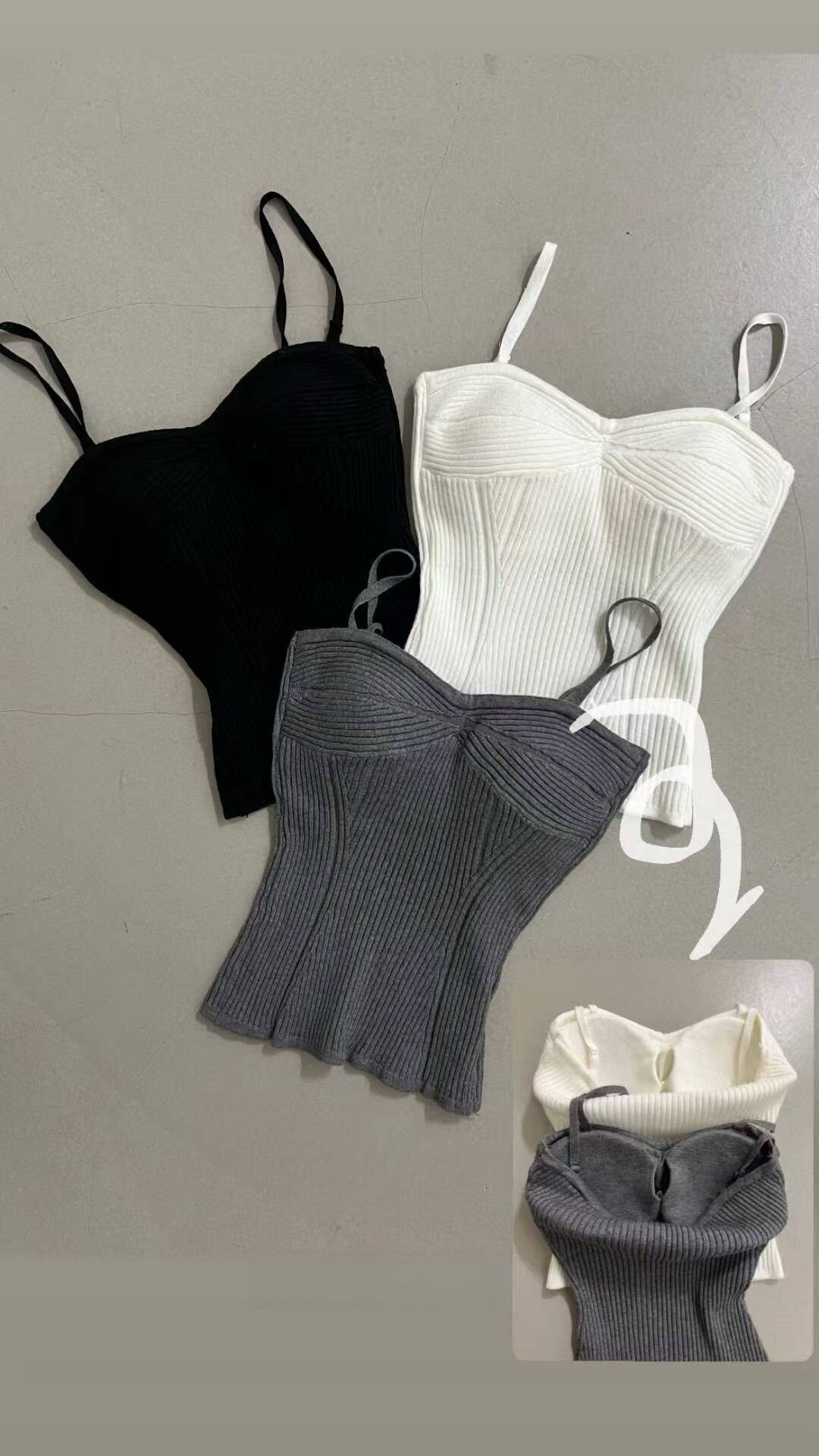 造型螺紋平口背心(有罩杯)