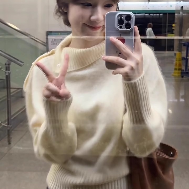 ᴷᴼᴿᴱᴬ 🇰🇷氣質溫暖復古翻領高領針織上衣（兩色）