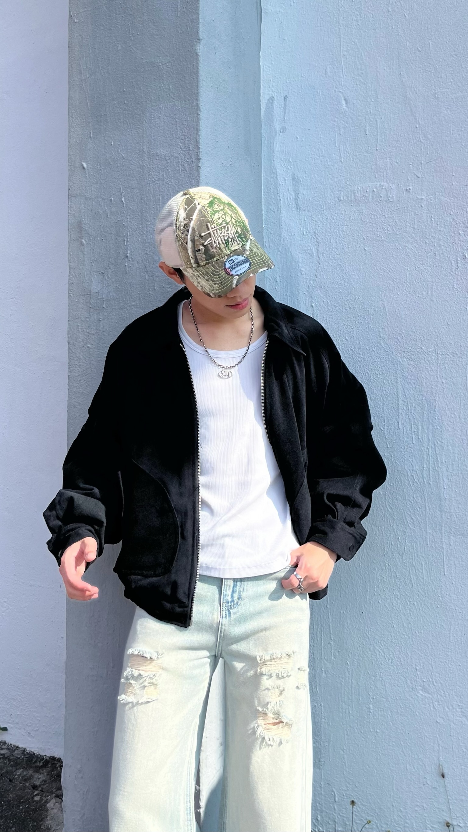 牛仔帆布廓形絎縫外套（2colors）