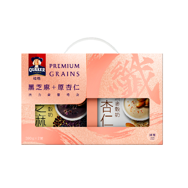 桂格 黑白穀奶禮盒 (黑芝麻黑十穀奶390g+原杏仁穀奶390g)