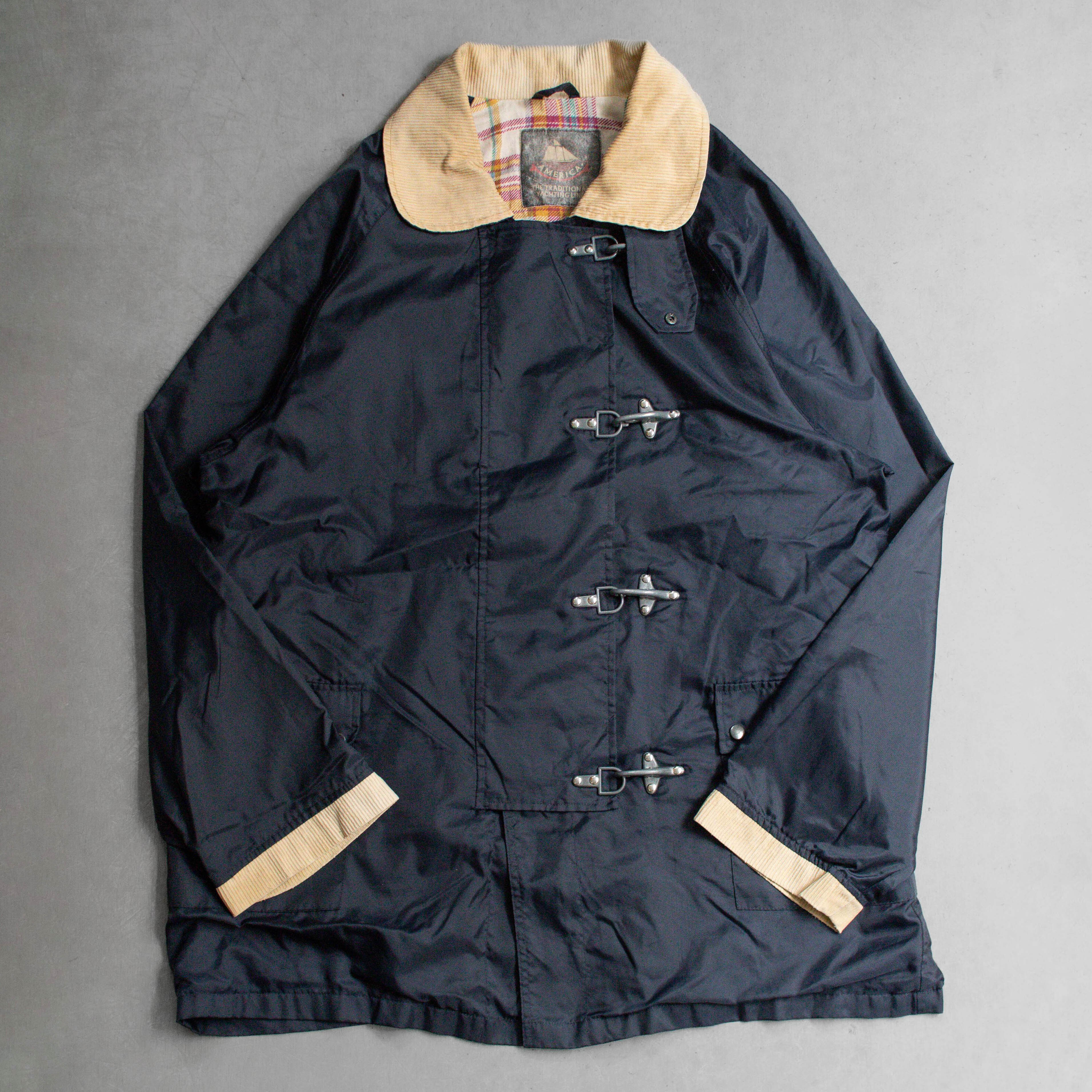 VINTAGE FIREMAN HOOK JACKET 美國 深藍 燈芯絨 消防扣 鉤扣 短大衣 外套