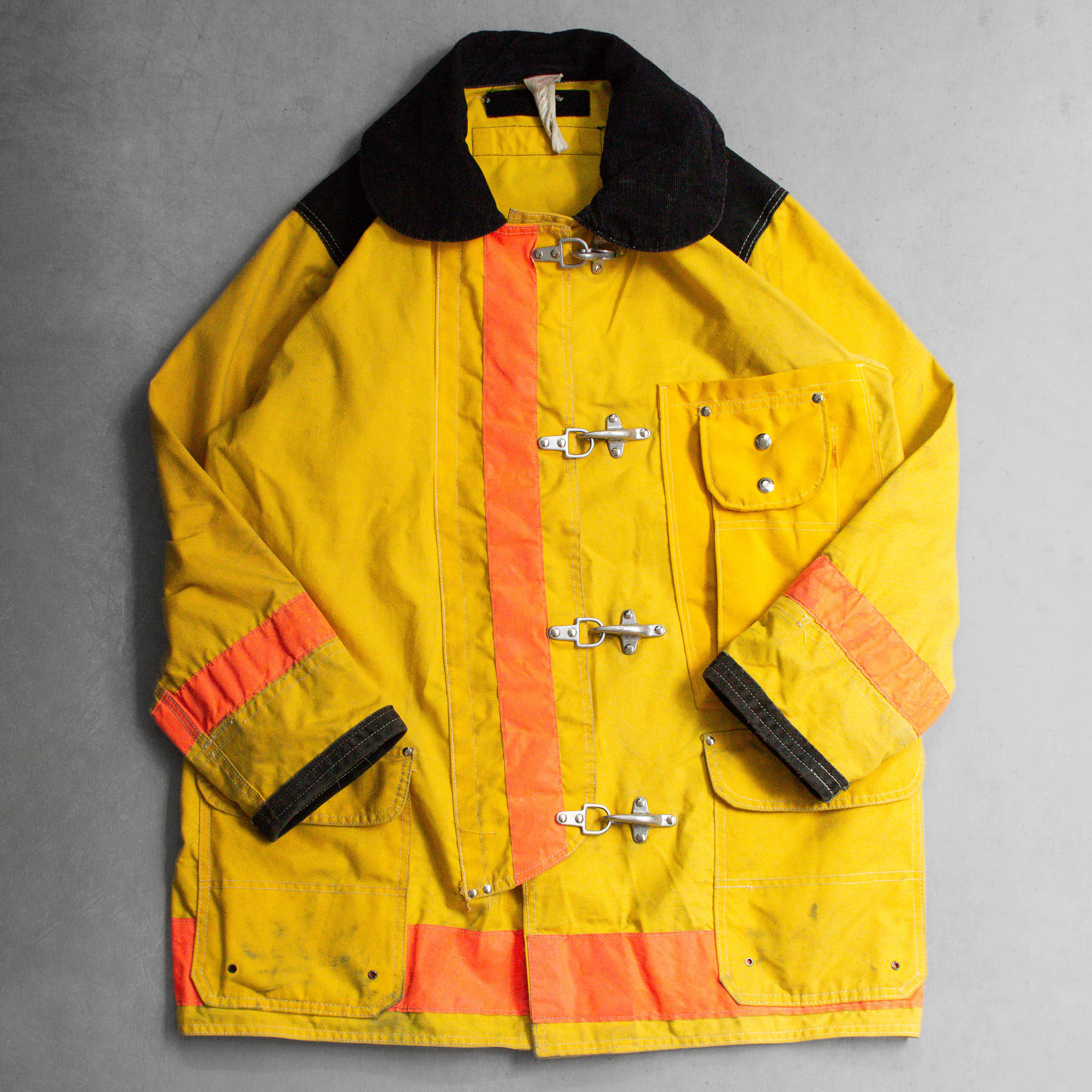 70S FIREMAN HOOK JACKET 美國 黃色 雙層 消防扣 鉤扣 短大衣 外套