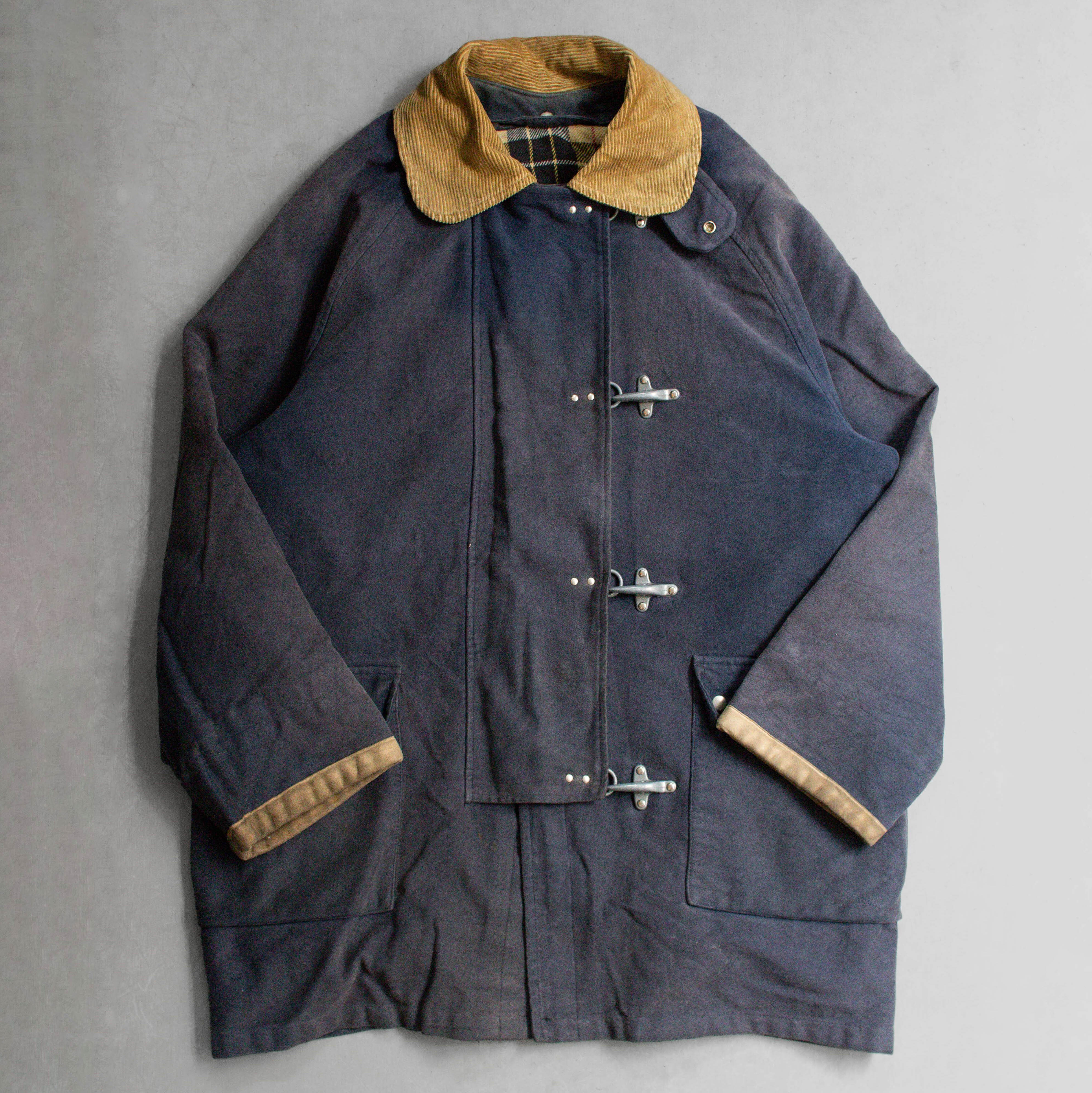 VINTAGE FIREMAN HOOK JACKET 美國 深藍 鼴鼠皮 消防扣 鉤扣 短大衣 外套