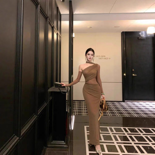 麻花編網紗拼接 透膚禮服