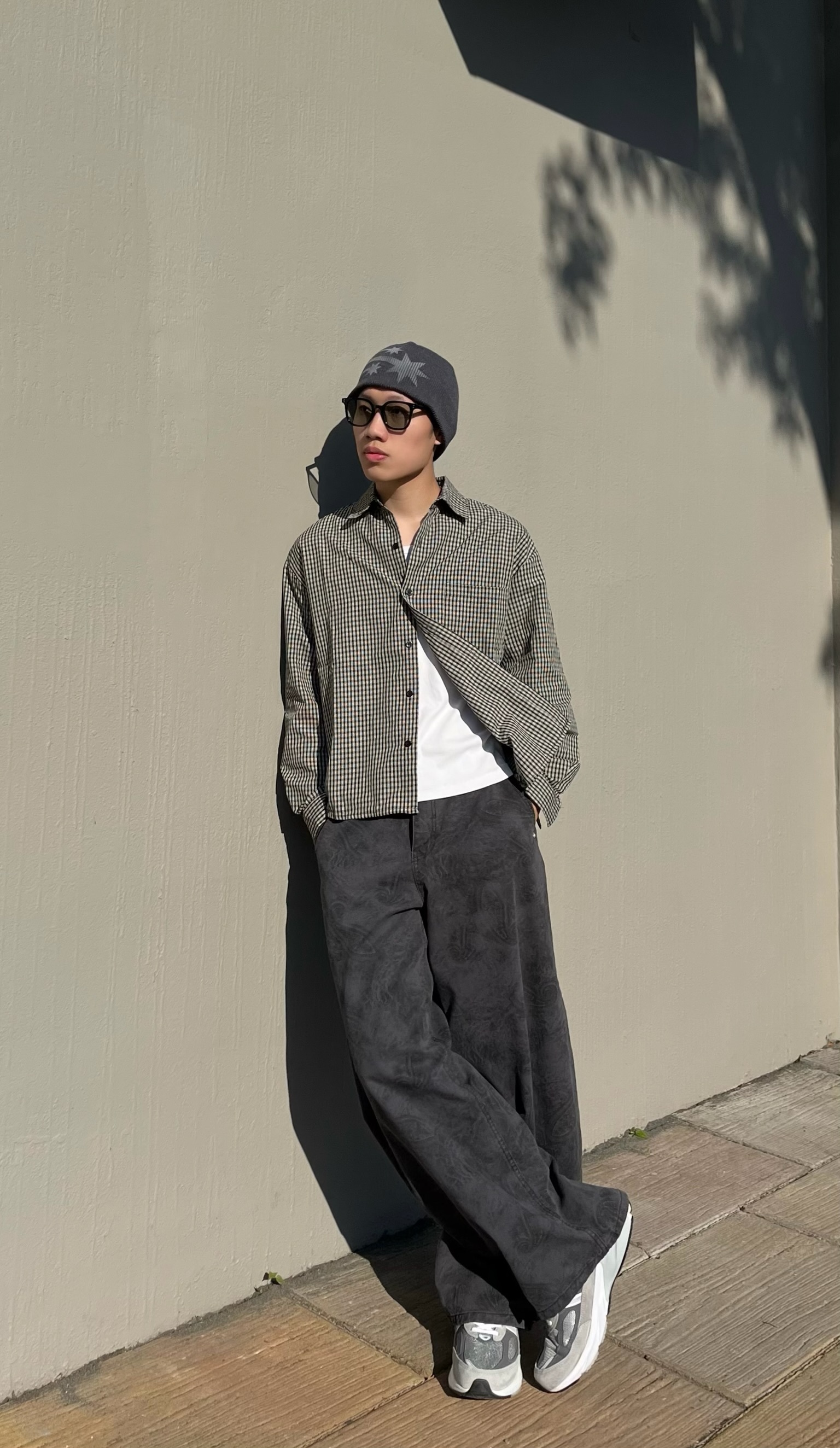 老花格紋寬短版襯衫 (2colors)